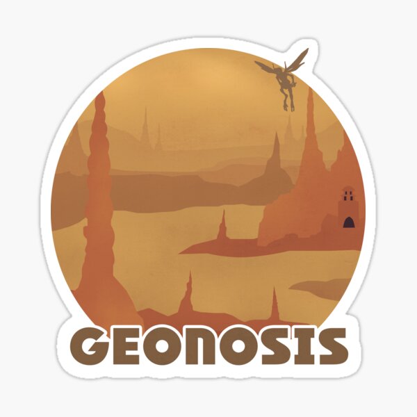Vista previa del artículo con la obra «Cartel de viaje retro de Geonosis», diseñado y vendido por Studiomoriarty.