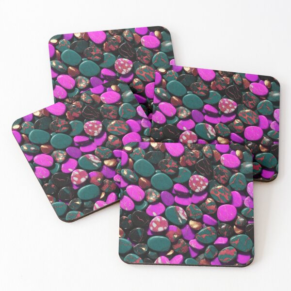 Item preview, Beautiful Smooth Colorful Pebbles Pattern - Purple Teal Rose Gold Marbles designed and sold by Moonsiess.
