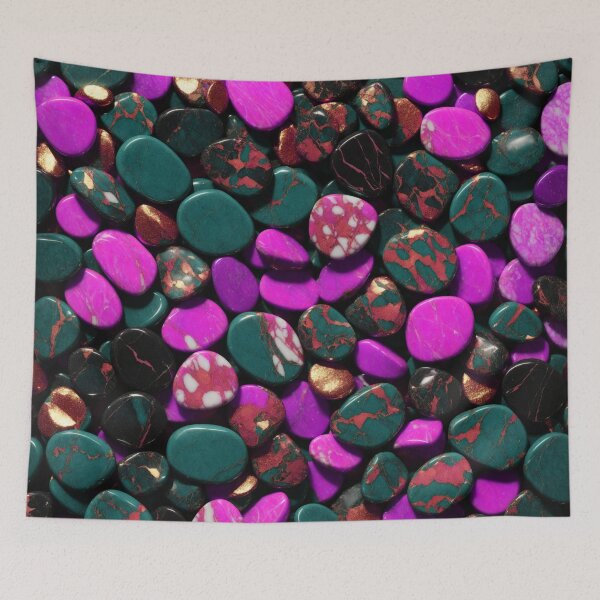 Item preview, Beautiful Smooth Colorful Pebbles Pattern - Purple Teal Rose Gold Marbles designed and sold by Moonsiess.