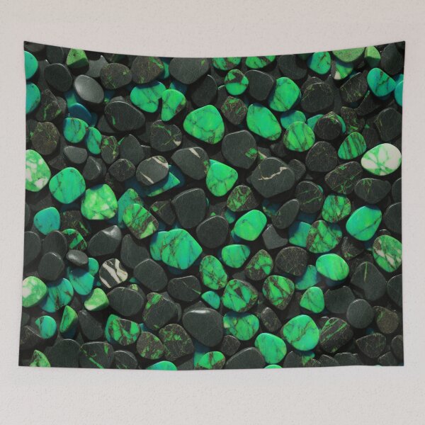 Item preview, Beautiful Smooth Colorful Pebbles Pattern - Green Black Marbles designed and sold by Moonsiess.