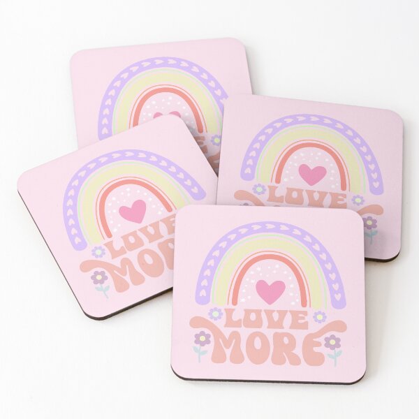 Item preview, Love More in soft colors flowers, hearts and rainbow designed and sold by coloryourwings.