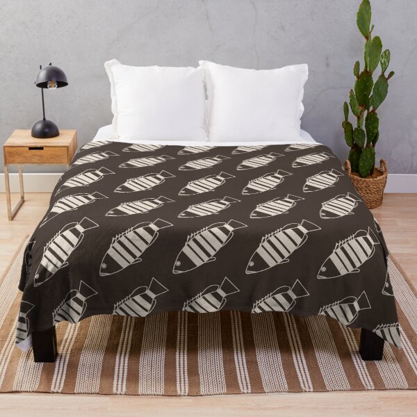 Item preview, Adorable Bar Cod Fish in Cream on Black Coffee designed and sold by fruttidimare.