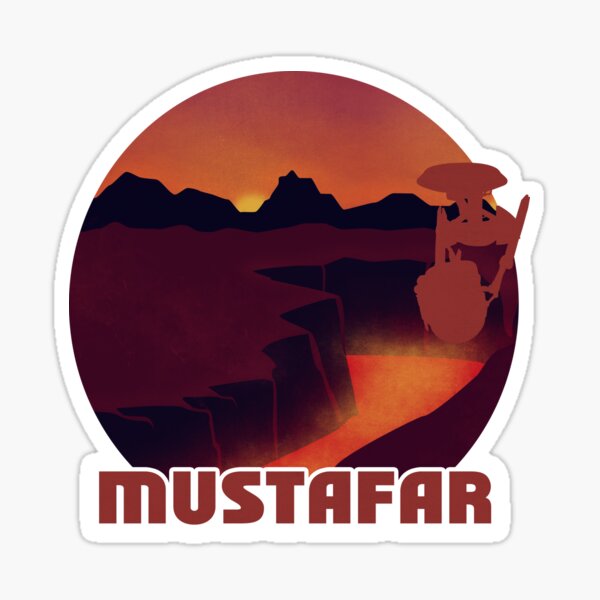 Vista previa del artículo con la obra «Cartel de viaje retro Mustafar», diseñado y vendido por Studiomoriarty.