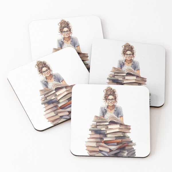 Item preview, Bella mujer y una montaña de libros designed and sold by Sketch-Shack.