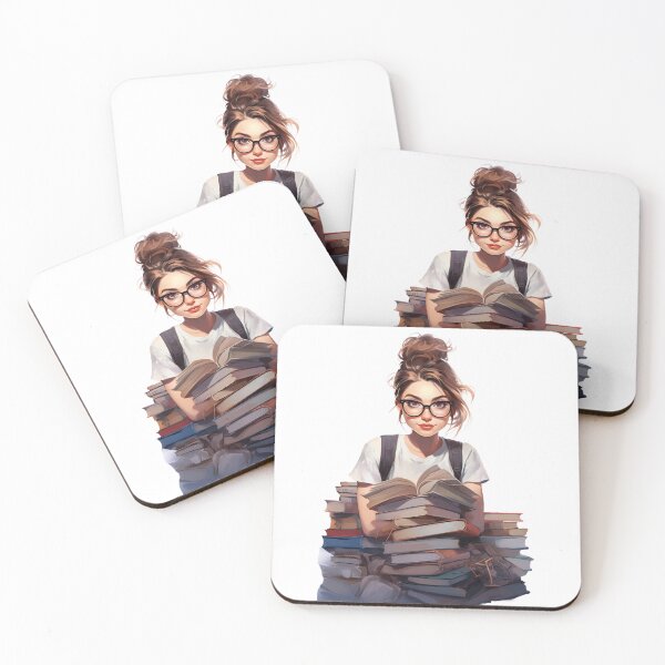 Item preview, Bella mujer y una montaña de libros designed and sold by Sketch-Shack.