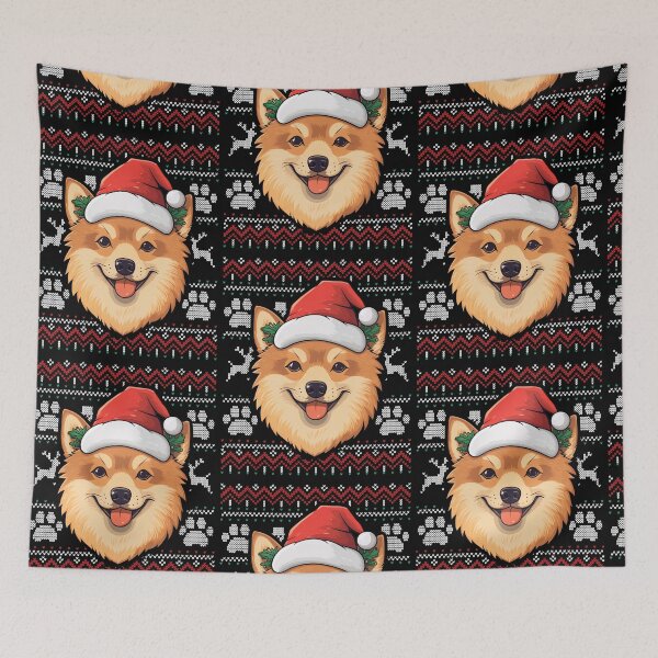 Item preview, Finnish Spitz Ugly Sweater Christmas designed and sold by rafaeltto.