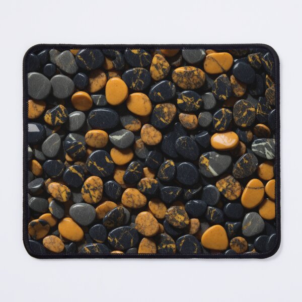 Item preview, Beautiful Smooth Colorful Pebbles Pattern - Golden Black Marbles designed and sold by Moonsiess.