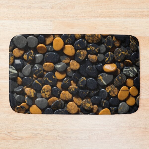 Item preview, Beautiful Smooth Colorful Pebbles Pattern - Golden Black Marbles designed and sold by Moonsiess.