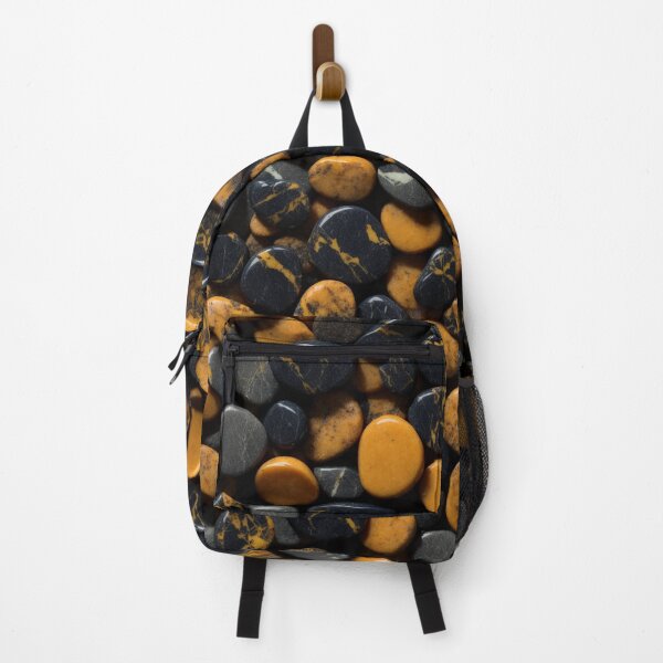 Item preview, Beautiful Smooth Colorful Pebbles Pattern - Golden Black Marbles designed and sold by Moonsiess.