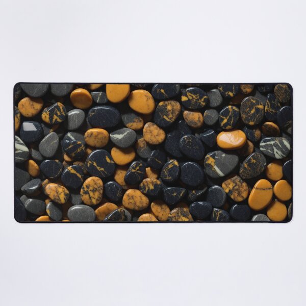 Item preview, Beautiful Smooth Colorful Pebbles Pattern - Golden Black Marbles designed and sold by Moonsiess.