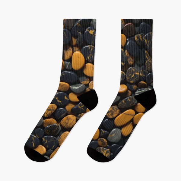 Item preview, Beautiful Smooth Colorful Pebbles Pattern - Golden Black Marbles designed and sold by Moonsiess.