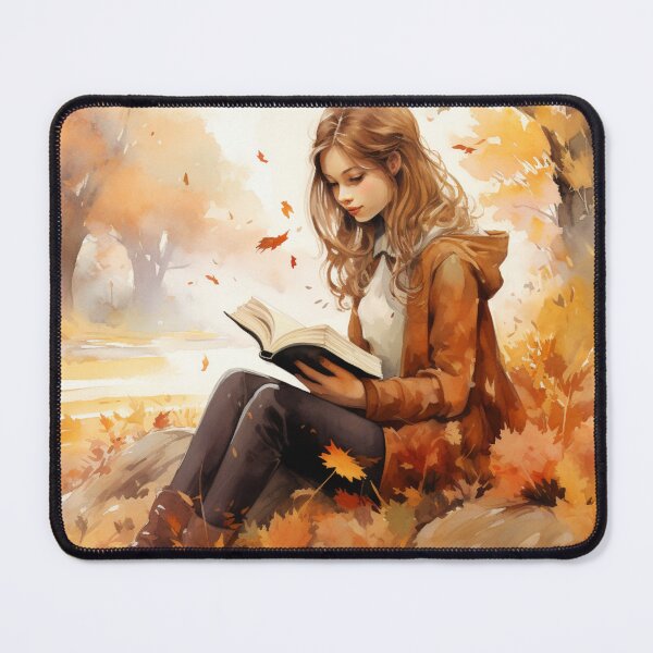 Item preview, A Watercolor Design of a Girl Reading in a Quite Forest in Autumn designed and sold by Sketch-Shack.