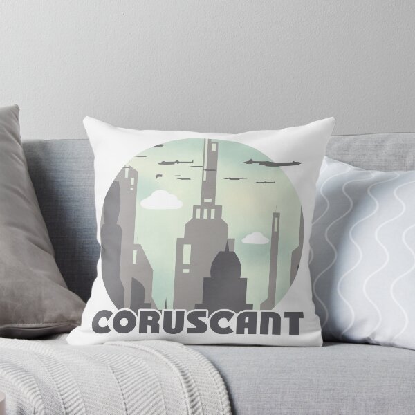 Vista previa del artículo con la obra «Cartel retro del viaje de Coruscant», diseñado y vendido por Studiomoriarty.
