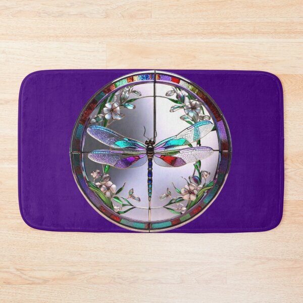 Item preview, Stained glass dragonfly in circle with flowers designed and sold by funisessential.