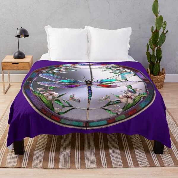 Item preview, Stained glass dragonfly in circle with flowers designed and sold by funisessential.