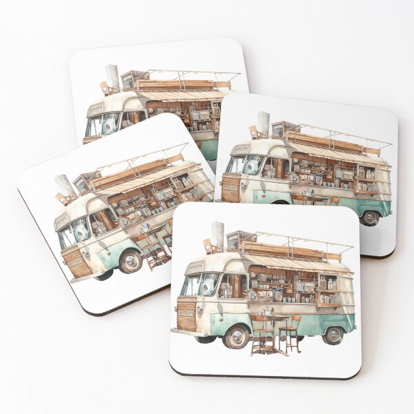 Item preview, A Retro Watercolor Coffee Truck designed and sold by Sketch-Shack.