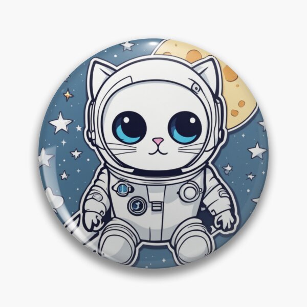 Item preview, Cute white space cat with blue eyes looking at the moon and stars. designed and sold by By-Jeff.