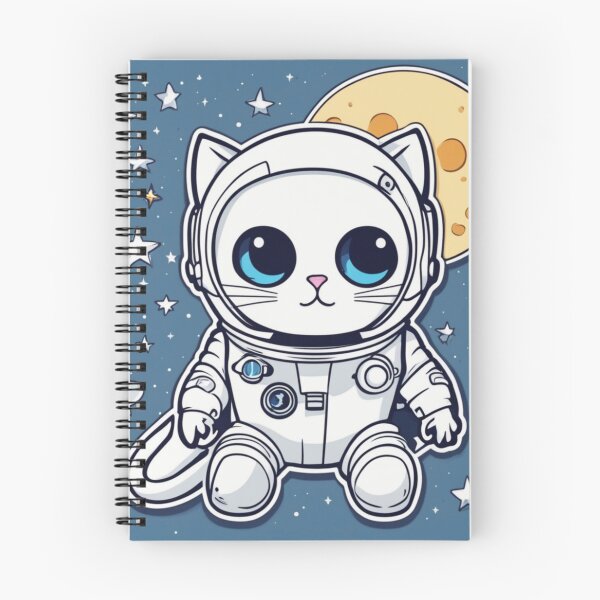 Item preview, Cute white space cat with blue eyes looking at the moon and stars. designed and sold by By-Jeff.