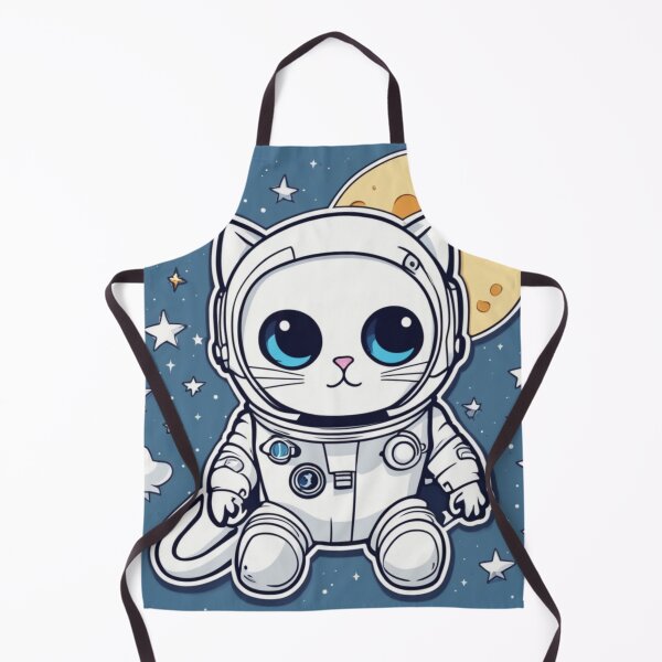 Item preview, Cute white space cat with blue eyes looking at the moon and stars. designed and sold by By-Jeff.