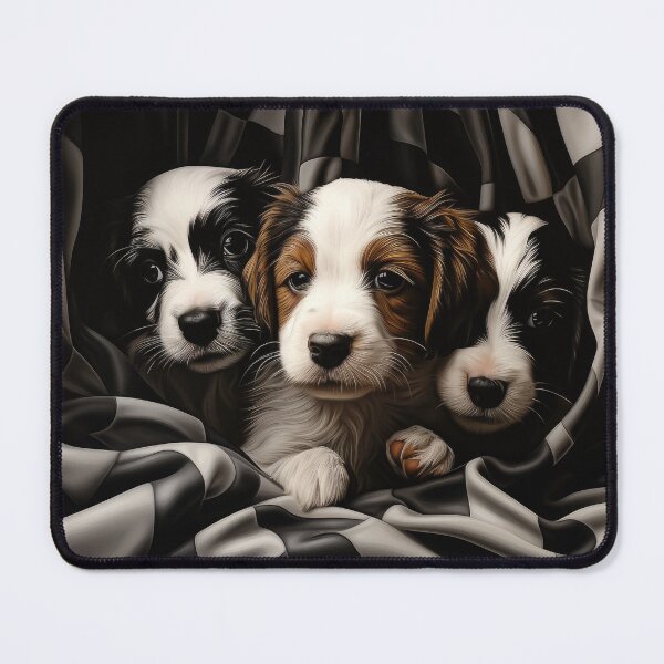 Item preview, Checkerboard Motif Puppies with Blanket designed and sold by Shannon Hilson.