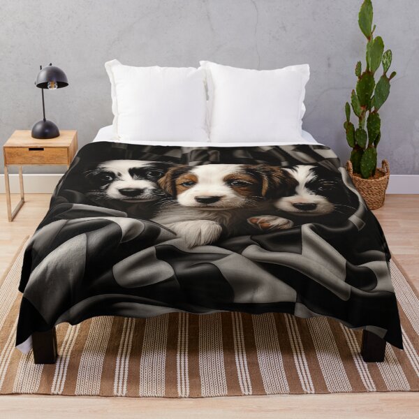 Item preview, Checkerboard Motif Puppies with Blanket designed and sold by Shannon Hilson.