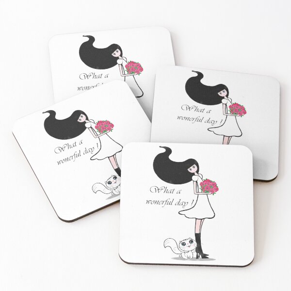 Item preview, What a wonderful day! - Girl with cat  designed and sold by Shirley cute art .