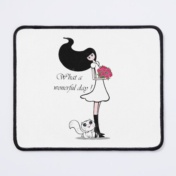 Item preview, What a wonderful day! - Girl with cat designed and sold by Shirley cute art .