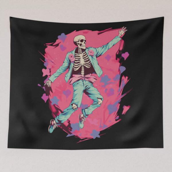 Item preview, dancing skeleton shirt - unique halloween decor designed and sold by TEEJAMBOREE.