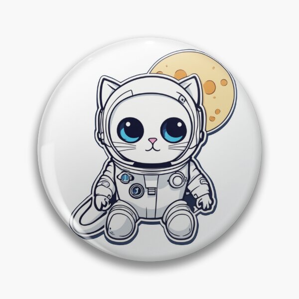 Artikelvorschau, Niedliche weiße Weltraumkatze mit blauen Augen, die auf den Mond blickt. entworfen und verkauft von By-Jeff.