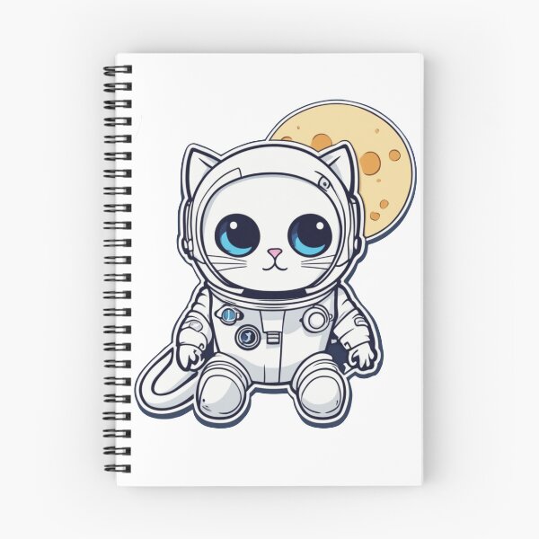 Item preview, Cute white space cat with blue eyes looking at the moon. designed and sold by By-Jeff.