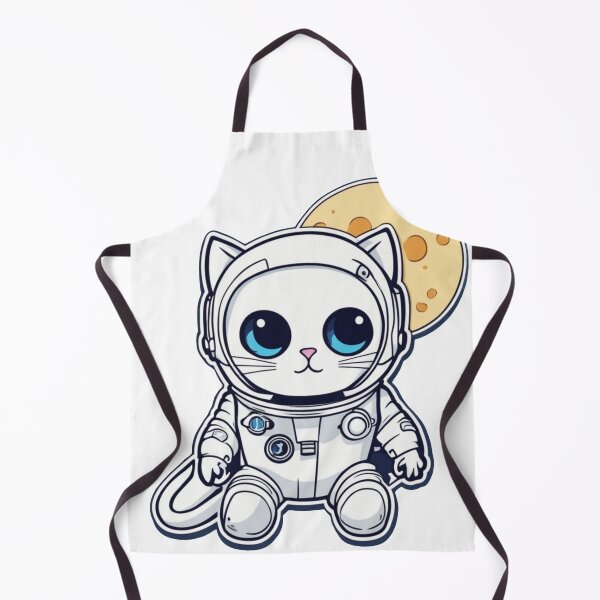Item preview, Cute white space cat with blue eyes looking at the moon. designed and sold by By-Jeff.