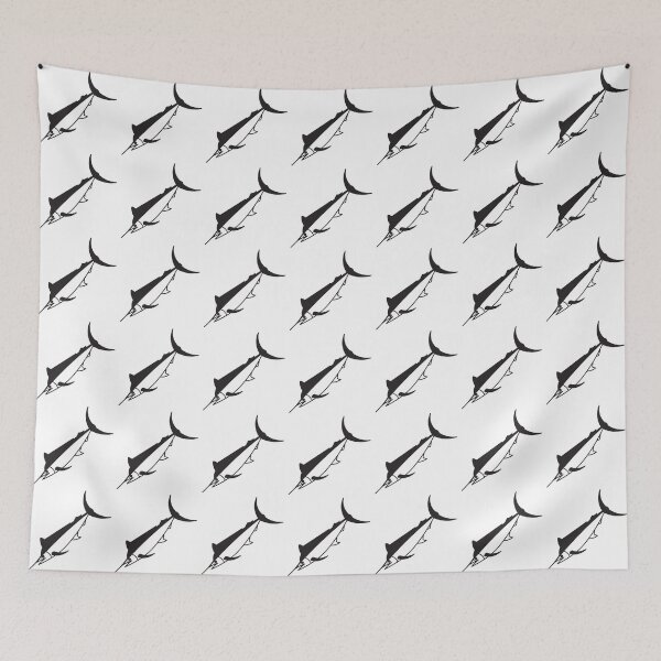 Item preview, Cute Black Marlin Fish in Black and White designed and sold by fruttidimare.
