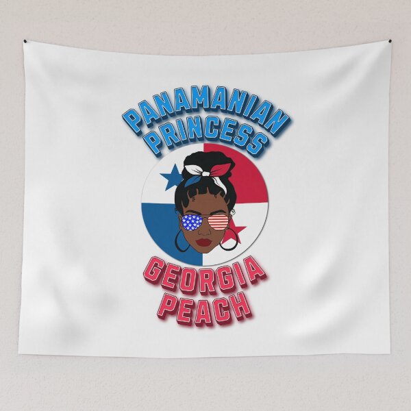 Item preview, Panamanian Princess Georgia Messy Bun Bandana Sunglasses Peach Flag designed and sold by FlorenciaBliss.