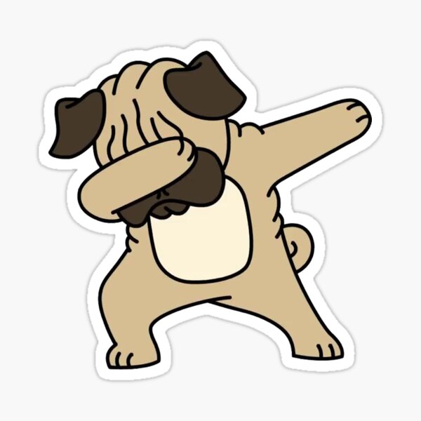 Vista previa del artículo con la obra «Pug Dab - camiseta divertida», diseñado y vendido por Urbane  Designs.
