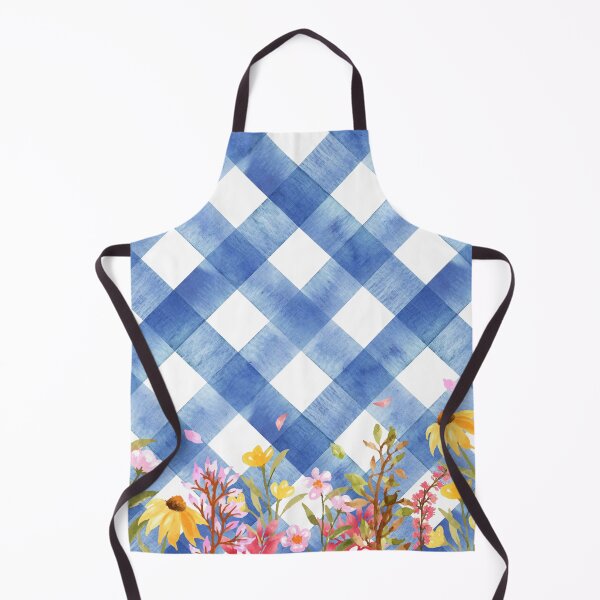 Item preview, Blue watercolor gingham sky with wildflowers designed and sold by Neeshki.