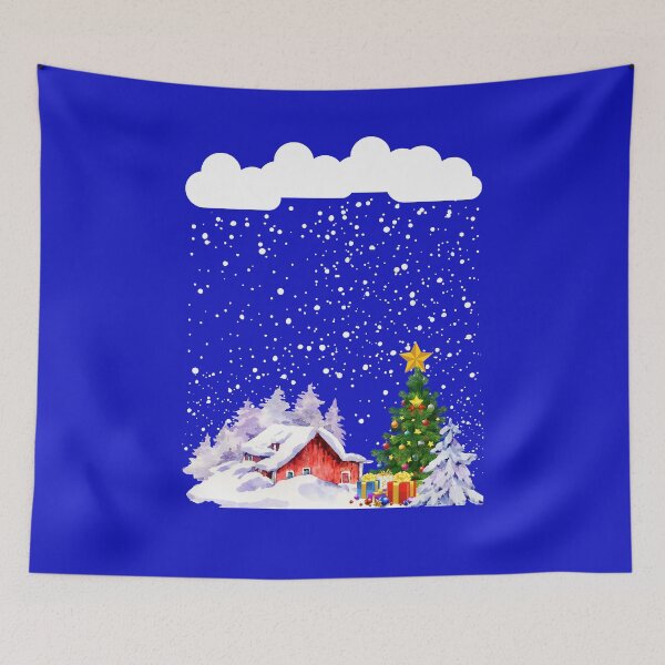 Item preview, Cozy snow cabin mountain snow storm snowy Christmas tree Snowy Night designed and sold by Artstastic.