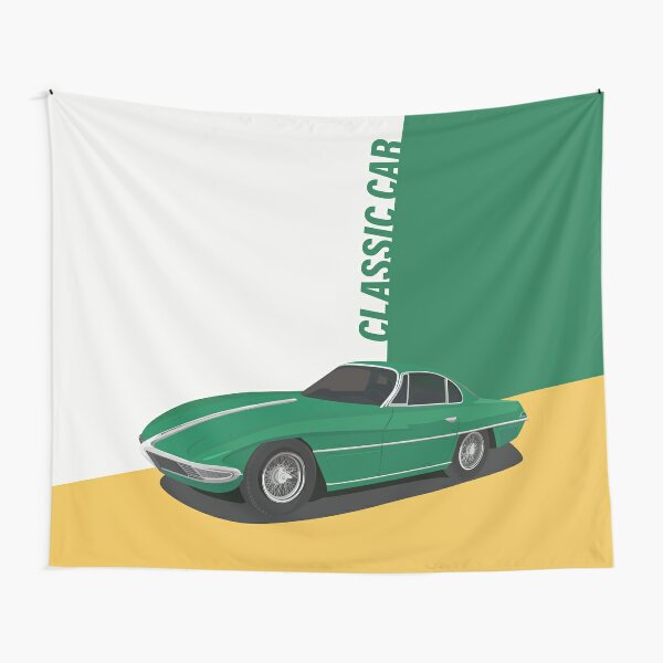 Classic Cars : Green Vintage Tapestry
