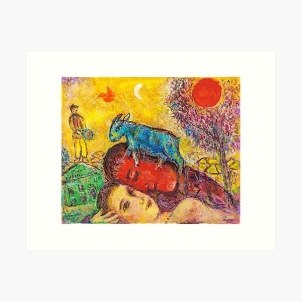 Aperçu de l'œuvre Marc Chagall The Lover with the Red Profile and the Blue Donkey 1971 créée et vendue par HeatherrRoss.