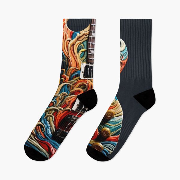 Item preview, colorful abstract art guitar print designed and sold by dcrc.