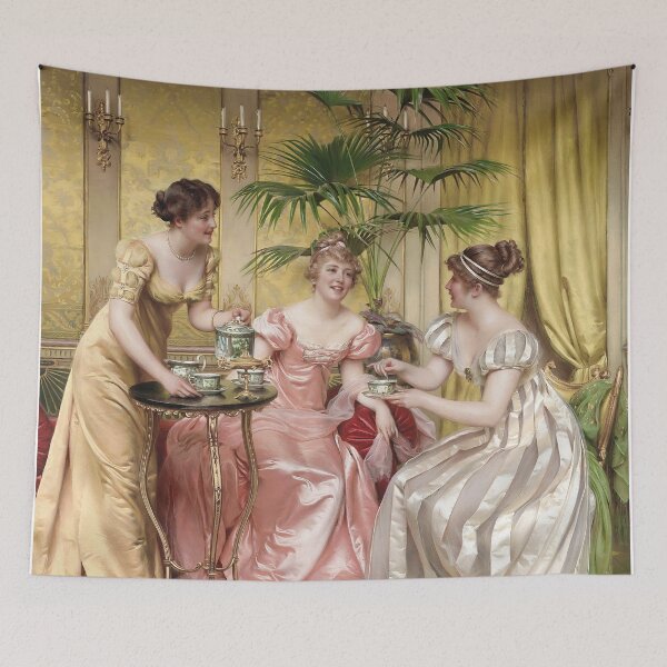 Item preview, Women Enjoying Afternoon Tea, Vintage Wall Art designed and sold by vintagevivian.