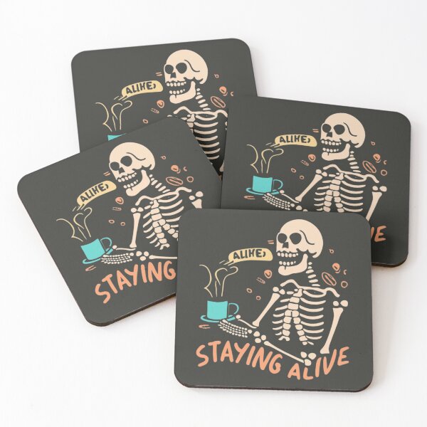 Item preview, Skeleton Enjoying Coffee-Staying Alive designed and sold by Mohommadzaki Mulla.