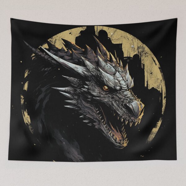 Item preview, A Vintage Distressed Street Art Dragon - RPG Monster designed and sold by GVRDesign.
