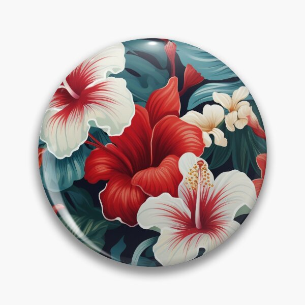 Artikelvorschau, Wunderschöne rote, weiße und blaue hawaiianische Blumen entworfen und verkauft von QuixoticDigital.