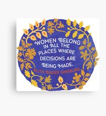 Women Belong In All The Places Where Decisions Are Being Made, Ruth Bader Ginsburg Canvas Print