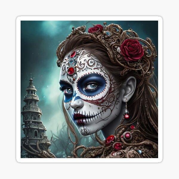 halloween, sugar skull, halloween gift, psychedelic art, trippy Sticker