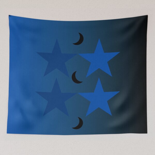 Item preview, Blueness in the Night-Blue Stars and Black Crescent Moons/Gradient Sky designed and sold by ShaunSandhu.