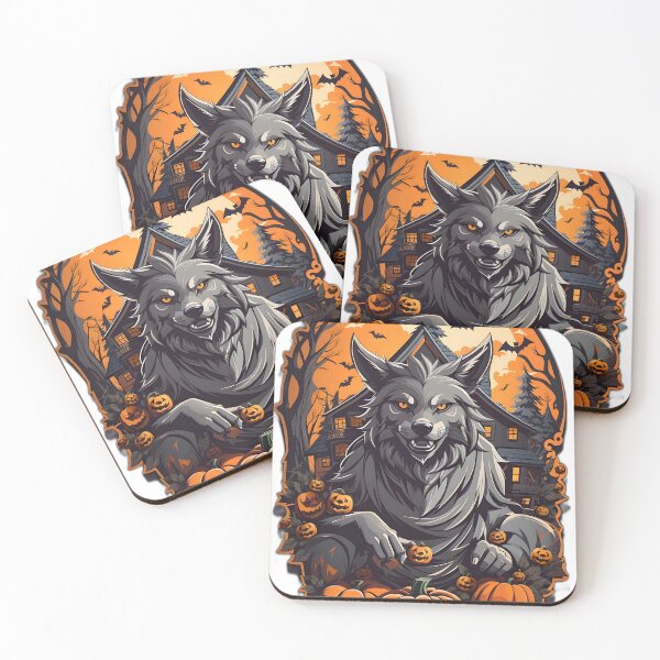 Item preview, Halloween werewolf smirk with a haunted house bg designed and sold by PCGDrawing.
