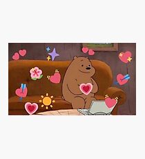 Cute vintage retro bear Photographic Print