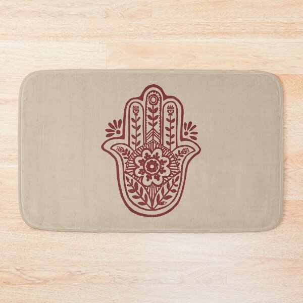 Aperçu de l'œuvre Hamsa Flora Linocut - Dove + Ruby créée et vendue par Irene Estelle.