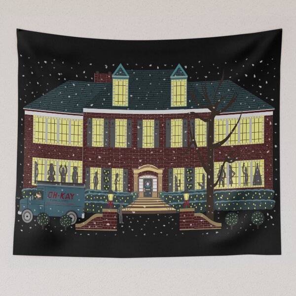 Item preview, home alone house at night shadows dancing in the window (snow version) designed and sold by Soulfate.
